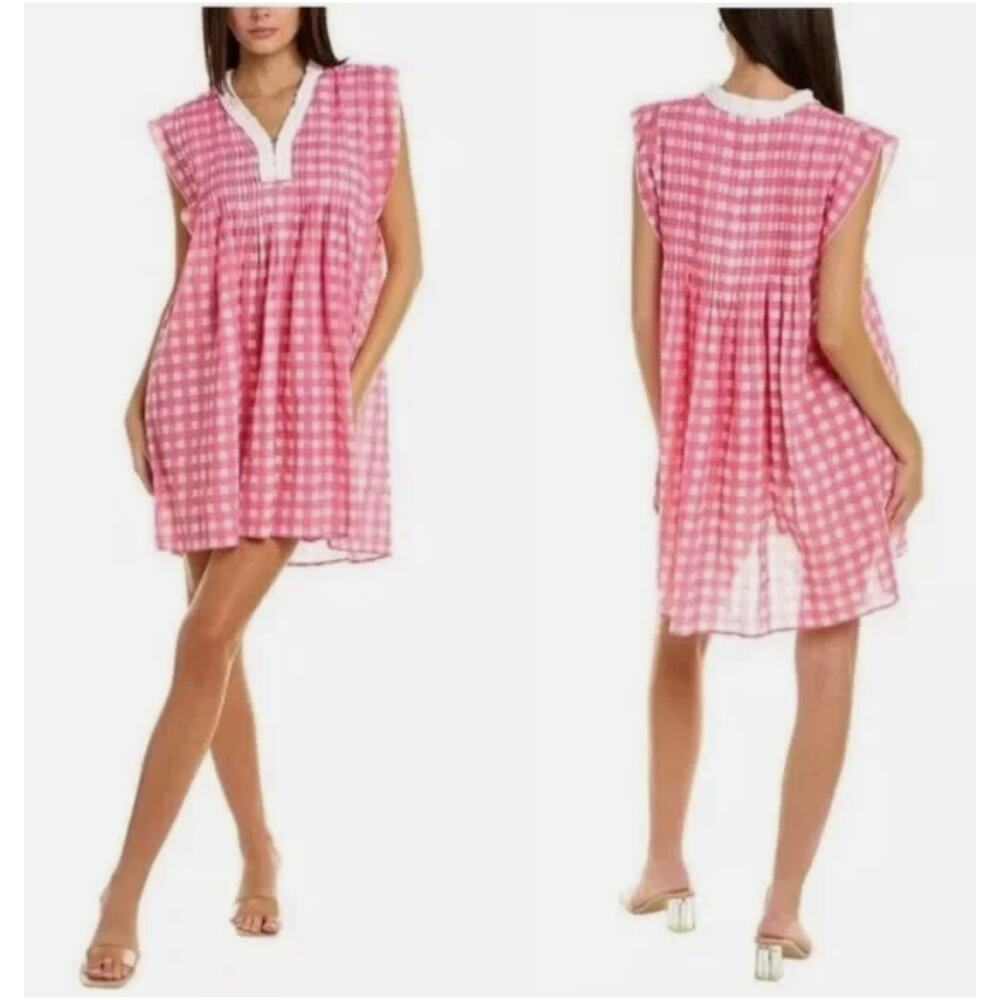Jude Connally Larissa Dress Size Large Pink Gingham Preppy Resort Beachy Cotton